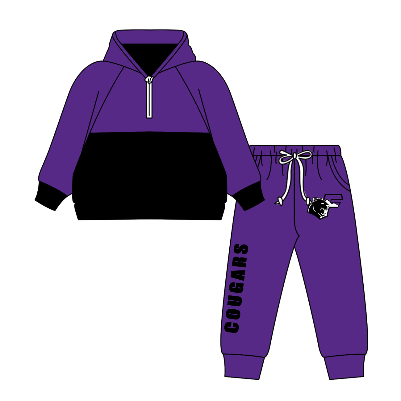 Custom moq 5 mix size milk silk summer teams baby girls clothes bow purple hooded long sleeve pants sets and boy sets and dress and hooded top and pant-25.8.14