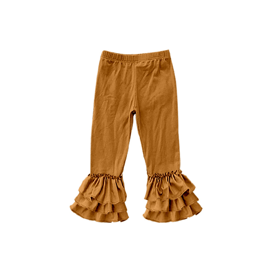 custom moq 5 girls icing cotton pants Caramel three-tiered ruffled trousers