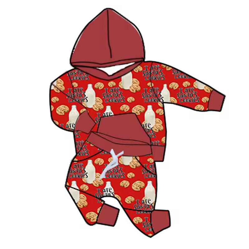 5.18custom each style moq 5eta 4-5week Christmas style printed brown hoodie with long sleeves and trousers