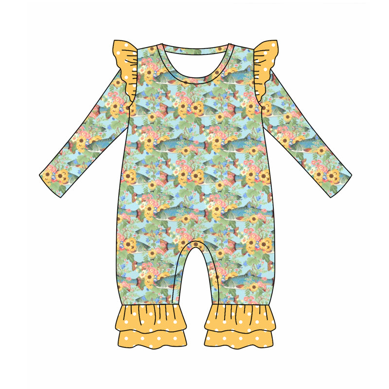 8.29 custom each style moq 5eta 4-6week Sibling Sister floral yellow baby girl sets and dress and rompers match family design