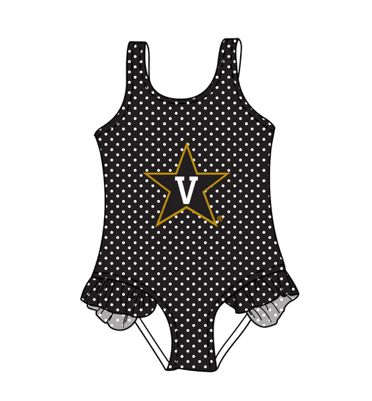 Custom moq 5 mix size milk silk summer teams Black Baby Girl Sleeveless Polka Dot Lace Onesie Swimsuit Cute Summer Beachwear for Little Girls