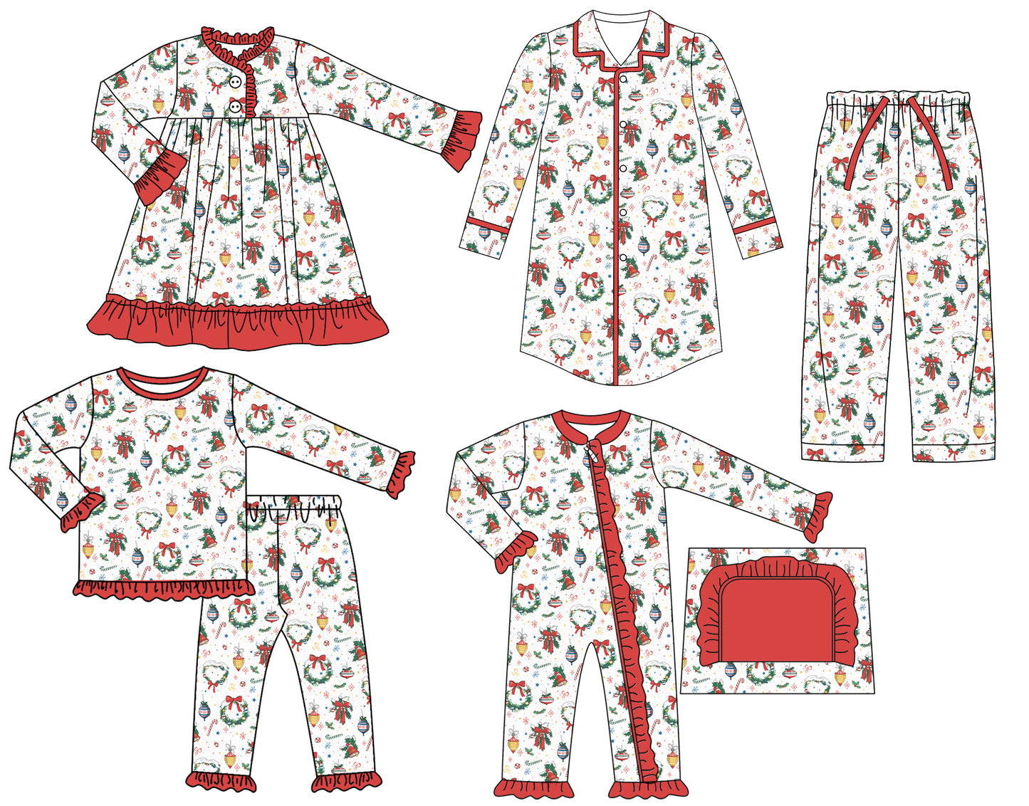 25.7.11 custom each style moq 5eta 4-6week Sibling Sisters Christmas bow baby girl long sleeve pants sets and adult top and adult pants and romper and dress match family design