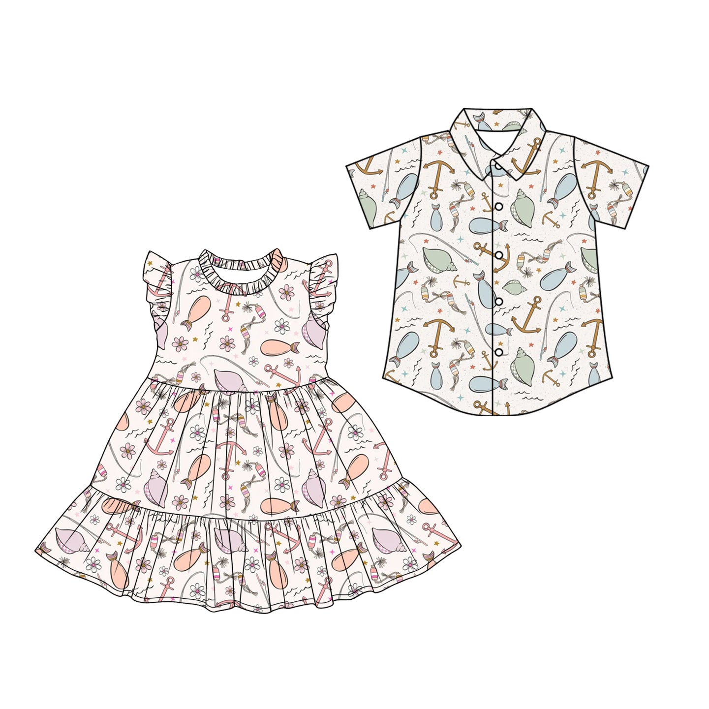 26.1.21 custom each style moq 5 eta 6-8week Sibling Sister baby button short sleeve top and dress match design