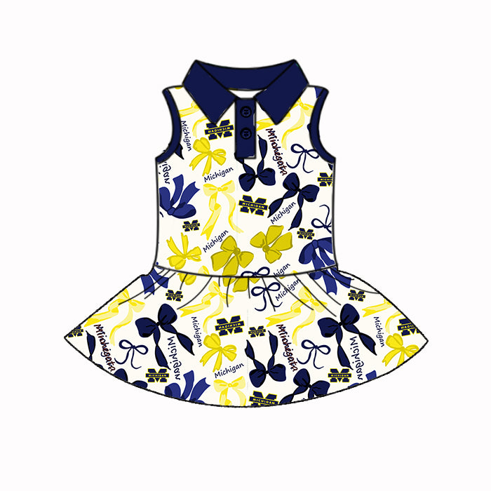 Custom moq 5 mix sizes summer teams baby girls clothes team blue short sleeve skirts shorts sets dress 1 and dress 2-25.5.10