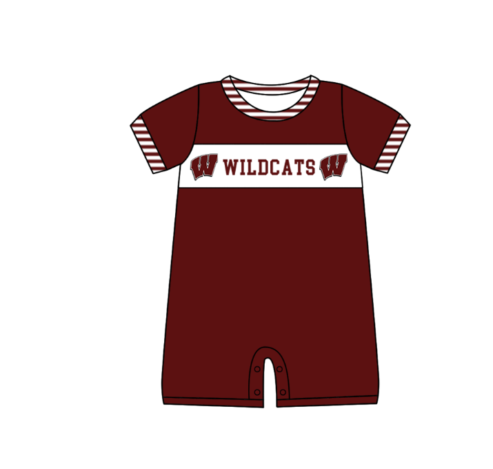 Custom moq 5 mix size milk silk summer teams baby girl boys clothes Dark red short sleeve shorts sets 2  and dress and rompers 2 series