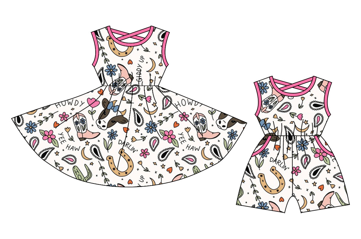 12.20 custom each style moq 5eta 4-6week Sibling Sister boots baby girl short sleeve shorts dress and jumpsuit match design