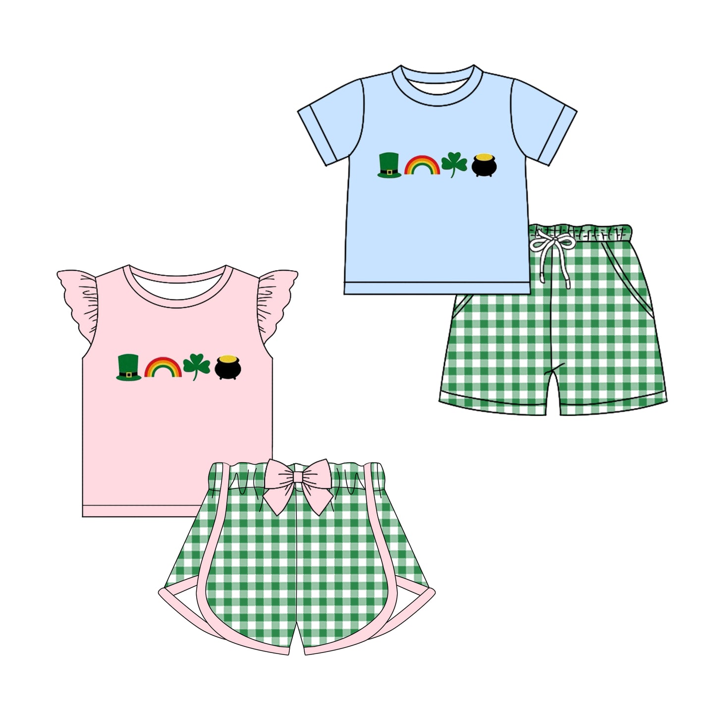 11.15 custom each style moq 5eta 4-6week Sibling Sister baby girl short sleeve shorts sets 1 and sets 2 match design