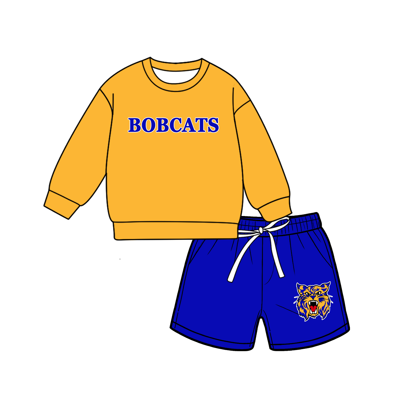 custom moq 5 mix size MSD071103 Baby Kids Letter Printed Long Sleeve Top Drawstring Shorts Team Clothes Set