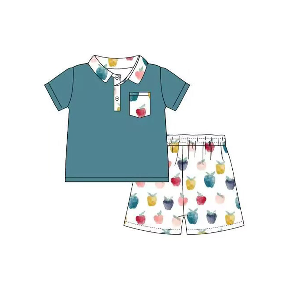 5.11custom each style moq 5eta 4-5week Sibling Sister Apple prints red-green girls and boys outfits and baby romper and dress match family design