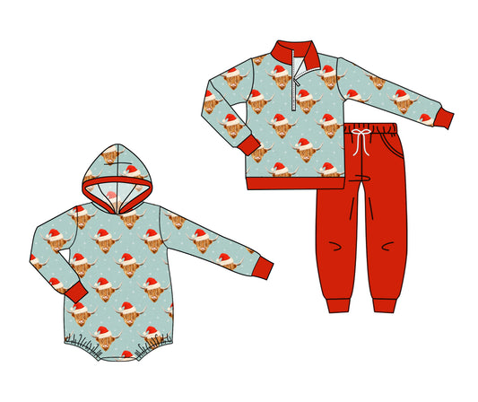 25.6.2 custom each style moq 5eta 4-6week Sibling Sisters Christmas alpine baby boy long sleeve pants sets and rompers match family design