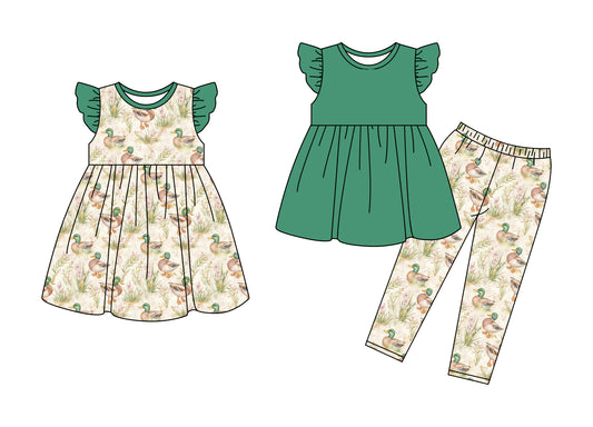 25.5.17 custom each style moq 5eta 4-6week Sibling Sister duck baby girl pants sets and dress match family design