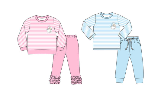 25.7.29 custom each style moq 5eta 4-6week Sibling Sisters Christmas baby boy long sleeve pants sets 1 and sets 2 match family design