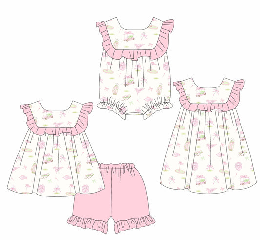 Custom moq 5 mix size Pink  Print Baby Girls Romper Dress Sleeveless Cute Toddler Outfit for Summer