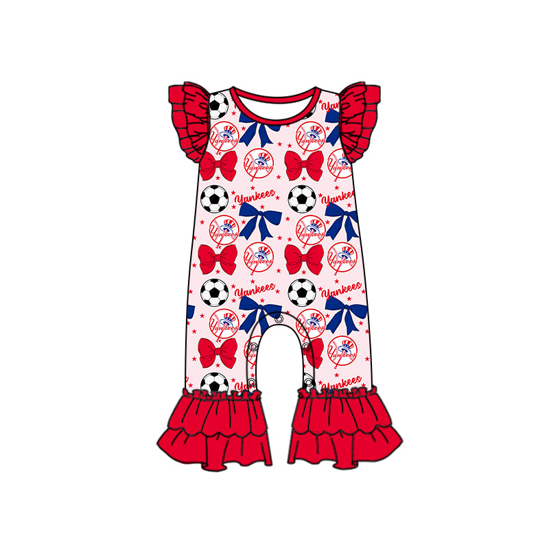 Custom moq 5 each style summer teams baby girls clothes team bow red long sleeve hooded pants sets and dress 1 and dress 2 and romper-25.6.14