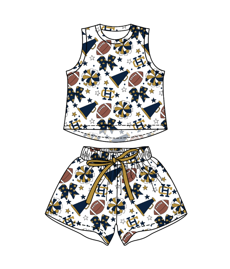 Custom moq 5 mix size milk silk summer teams Baby Girls Stars Bows Vests Top Short Yoga Active Clothes Set for Kids