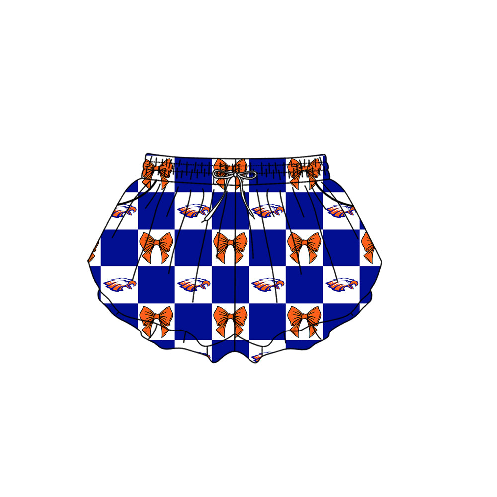 Custom moq 5 mix size milk silk summer teams Checked Bows Baby Girl Sleeveless Orange Top Skirt Short Set Dress And Shorts Yoga Outfit Boy's Top Shorts Set Romper