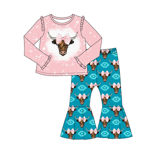 9.26 custom each style moq 5eta 4-6week Sibling Sister cow head bow baby girl sets and dress and rompers match family design