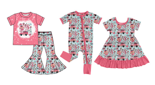 25.6.28 custom each style moq 5eta 4-6week Sibling Sisters Christmas baby girl long sleeve pants sets and dress and rompers match family design