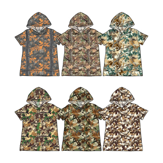 3.3  Custom moq 5 mix size Sibling Baby Boy Camouflage Short-Sleeved Hooded Top Comfortable Kids' Clothing for Boys