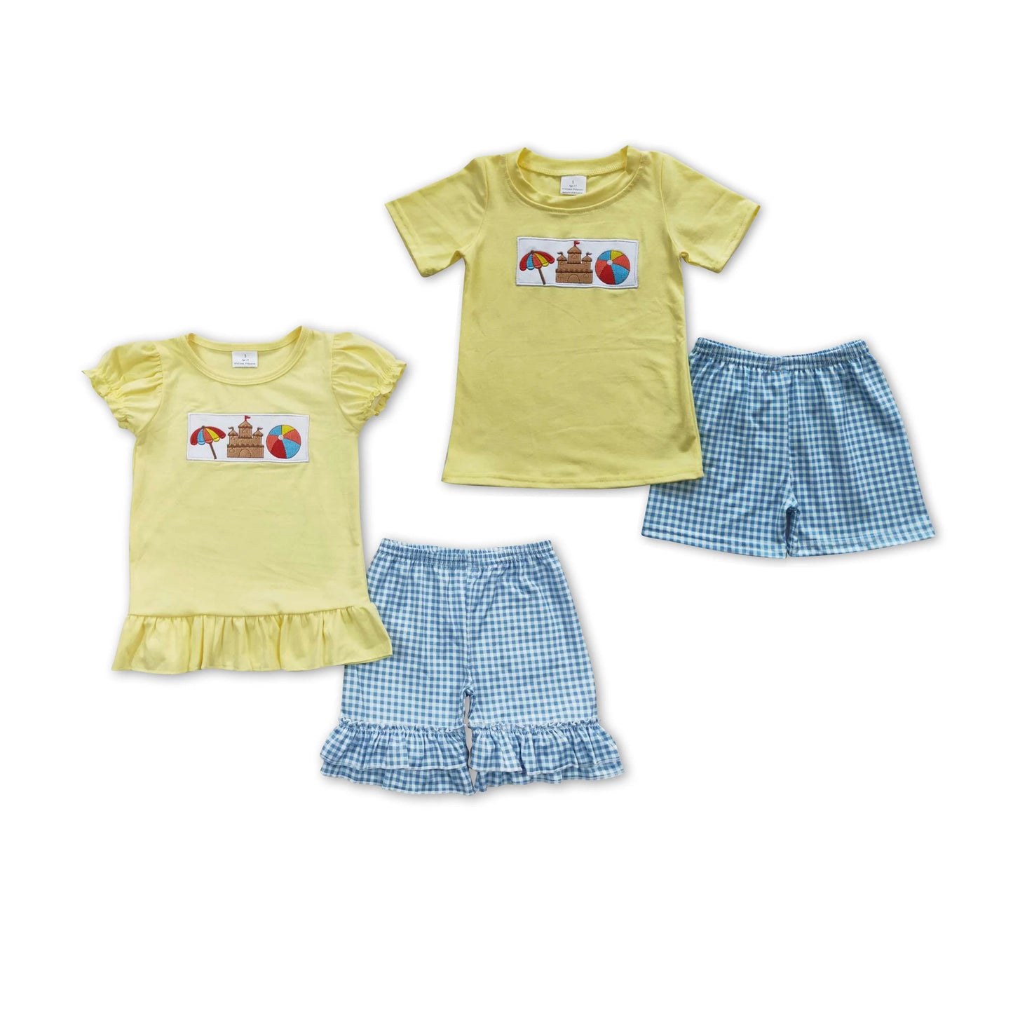 RTS NO MOQ Embroidery short-sleeved shorts suit & short-sleeved sets