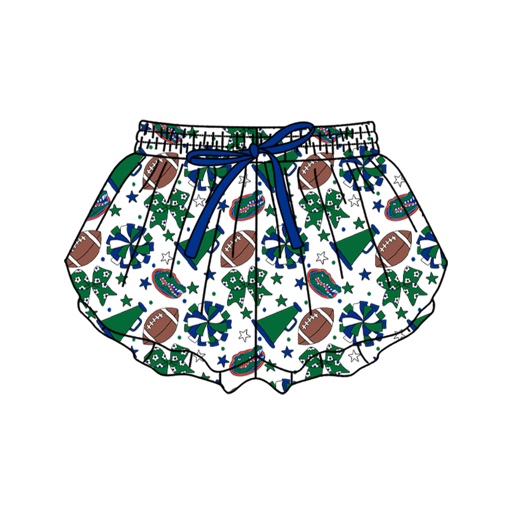 Custom moq 5 mix size milk silk summer teams Baby Girls Green Bows Yoga Active Ruffle Shorts Bottom for Kids