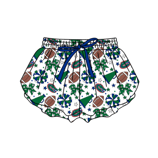 Custom moq 5 mix size milk silk summer teams Baby Girls Green Bows Yoga Active Ruffle Shorts Bottom for Kids