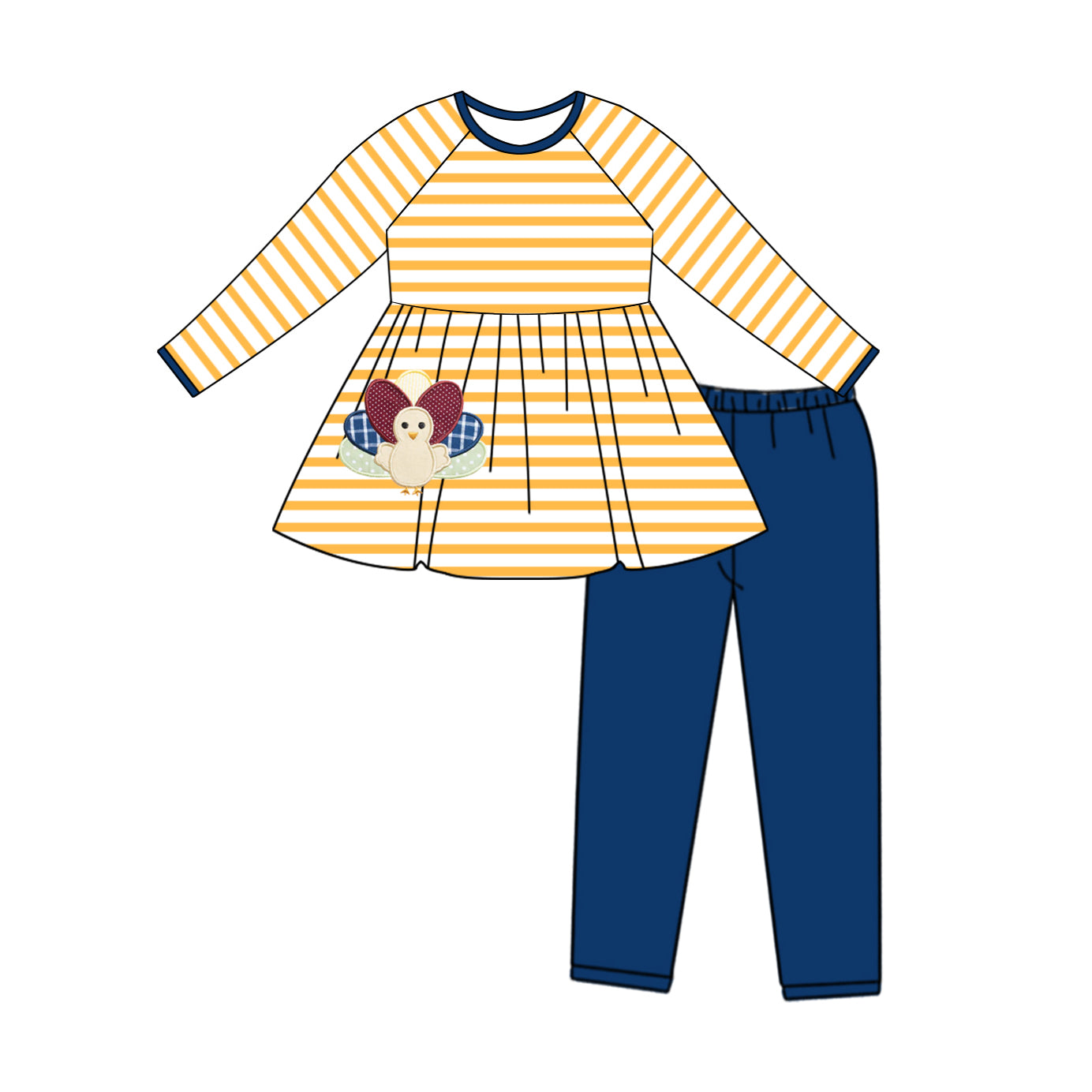 7.18 custom each style moq 5eta 4-6week Sibling Sister turkey yellow striped baby girls sets and top match family design