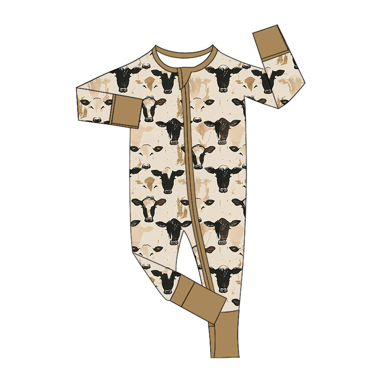 8.16 custom each style moq 5eta 4-6week Sibling Sister cow head baby boy sets and rompers match family design