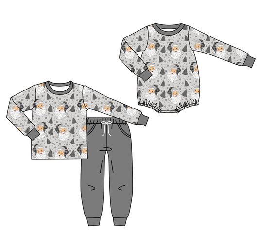 25.7.25 custom each style moq 5eta 4-6week Sibling Sister Christmas baby boy long sleeve pants sets and rompers match family design