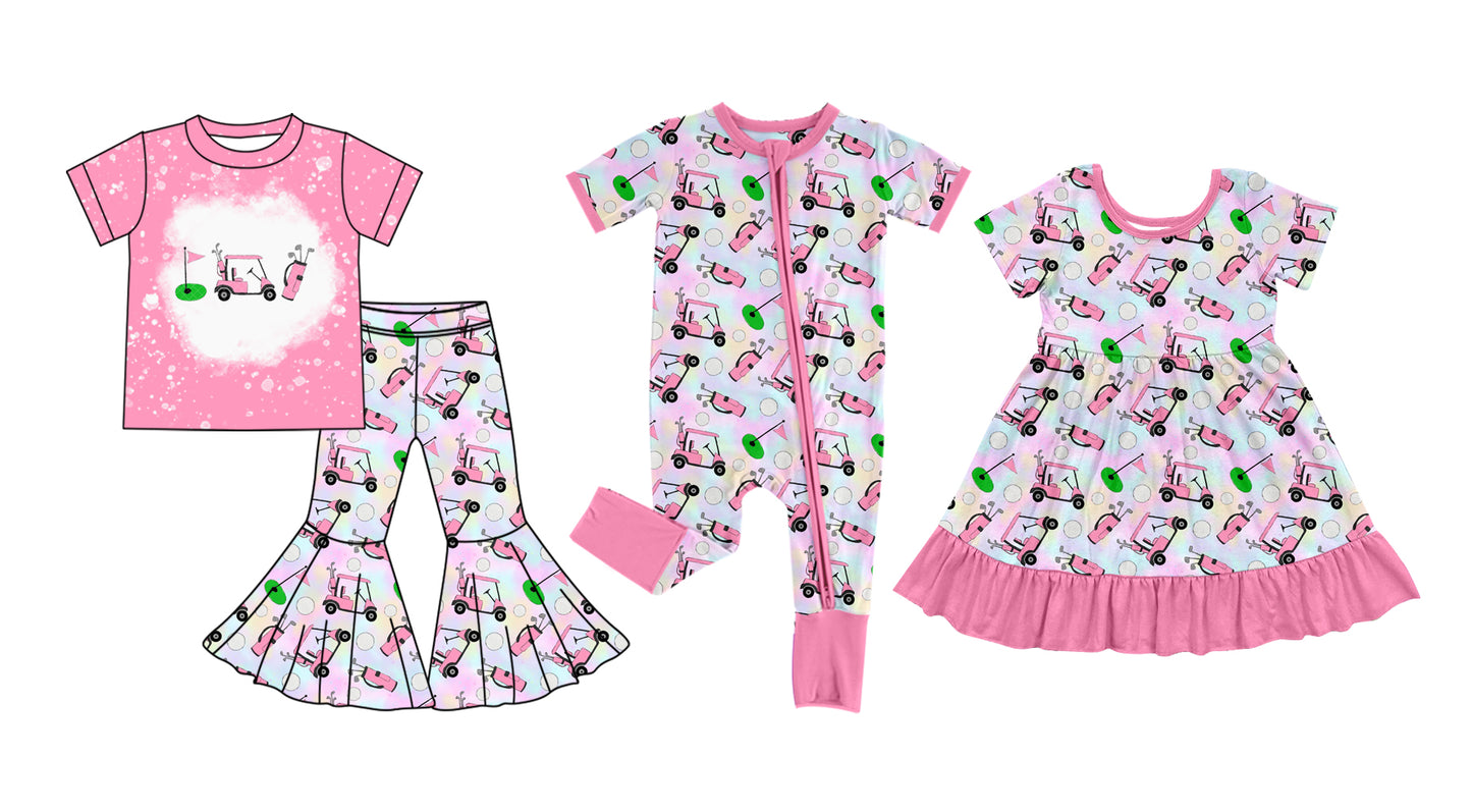 25.6.6 custom each style moq 5eta 4-6week Sibling Sisters pink baby girl short sleeve pants sets and dress and rompers match family design