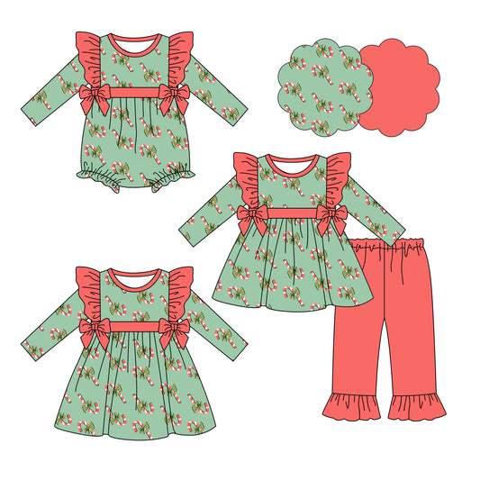 25.6.14 custom each style moq 5eta 4-6week Sibling Sisters Christmas baby girl long sleeve pants sets and dress and rompers match family design