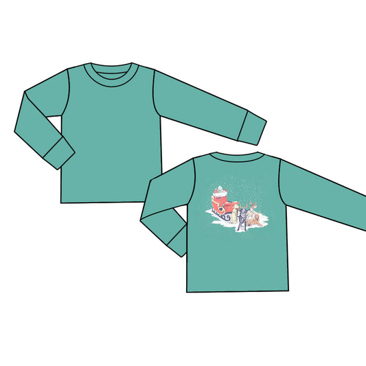 9.19 custom each style moq 5 eta 4-6week baby boys clothes Christmas green long sleeve top