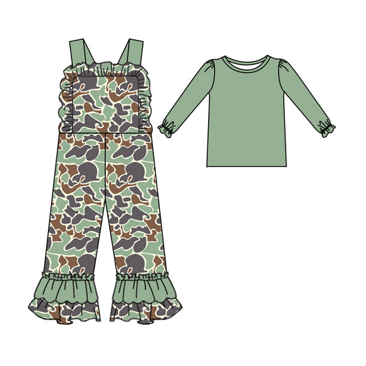 9.16 custom each style moq 5eta 4-6week baby girls clothes camouflage long sleeve suspender jumpsuit sets