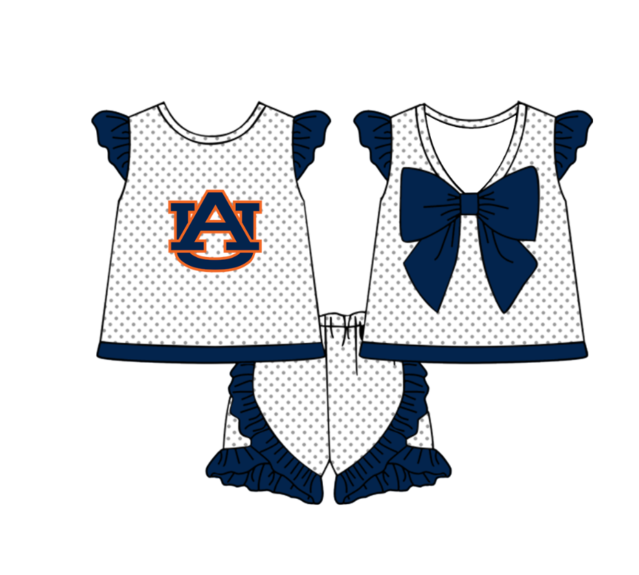Custom moq 5 mix size milk silk summer teams Boy's Navy Blue Short-Sleeved Shirt And Plaid Shorts Set Girl's Two Short-Sleeved Outfits with Matching Swimsuits Adult Shorts