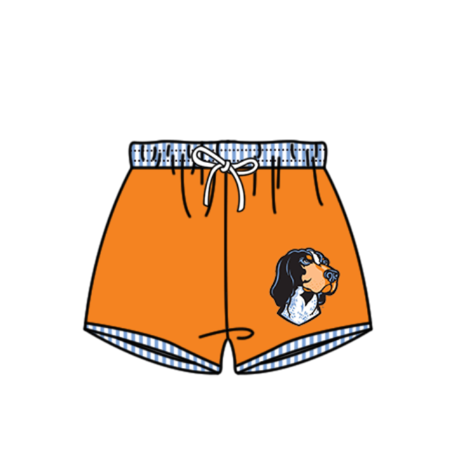 Custom moq 5 mix size milk silk summer teams baby girl boys clothes Orange Two-Piece Swimsuit Set One Piece Swimsuits boy swim trunks