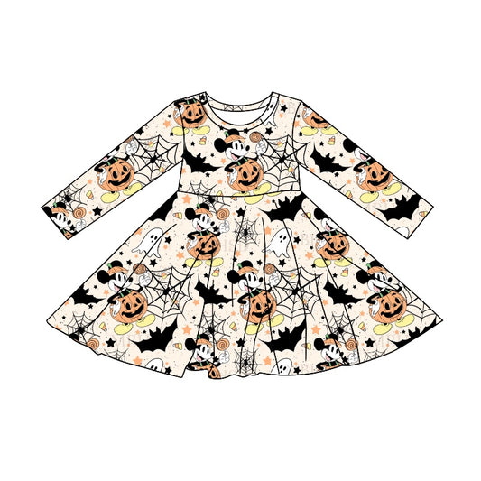 6.12 custom each style moq 5eta 4-6week baby girls clothes pumpkin orange long sleeve girls dress