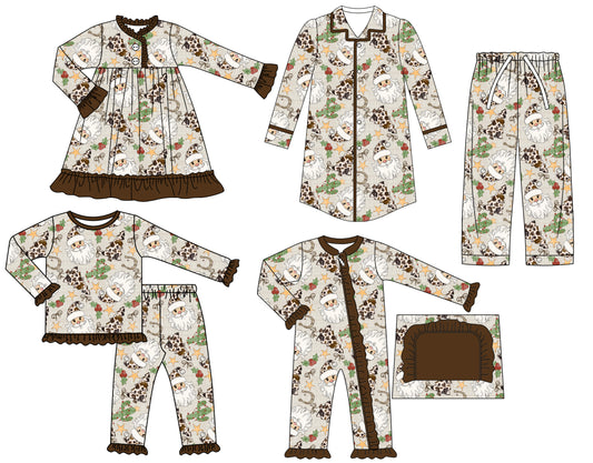 25.7.26 custom each style moq 5eta 4-6week Sibling Sisters Christmas baby girl long sleeve pants sets and adult top and adult pants and romper and dress match family design
