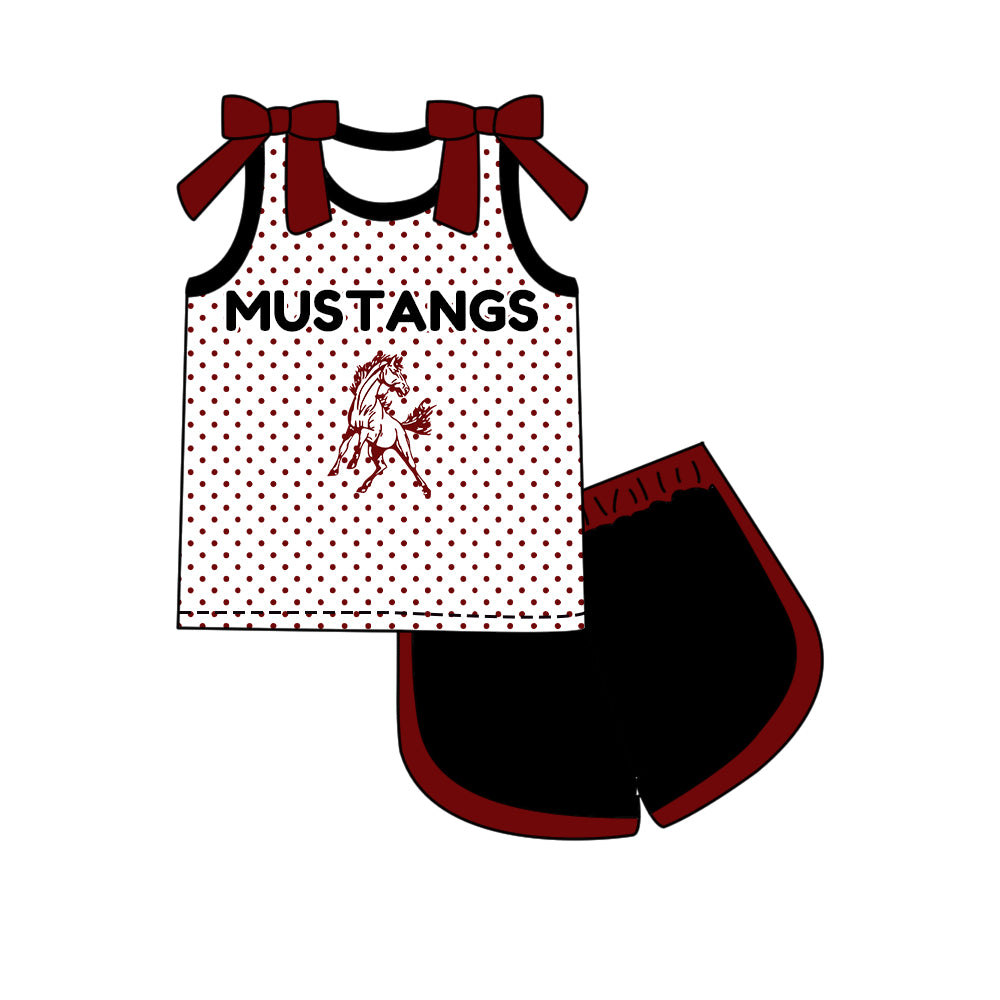 Custom moq 5 mix size milk silk summer teams Girls Polka Dot Top Shorts Set Top Skirt Short Set Zipper Pullover Jogger Pants Set Dark Red Pullover Tops