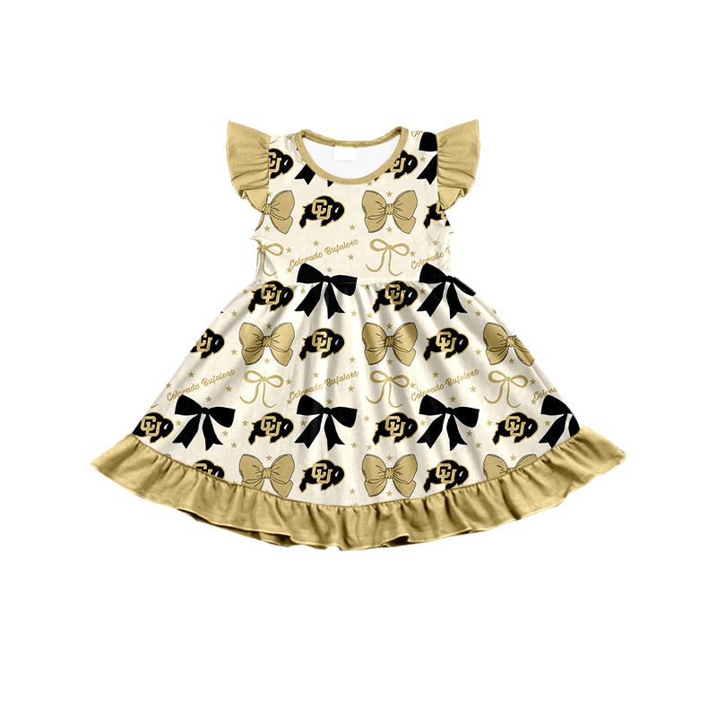 Custom moq 5 mix size milk silk summer teams baby girls clothes team bow khaki sleeveless skirts sets and dress 1 and dress 2 and dress 3-25.6.24