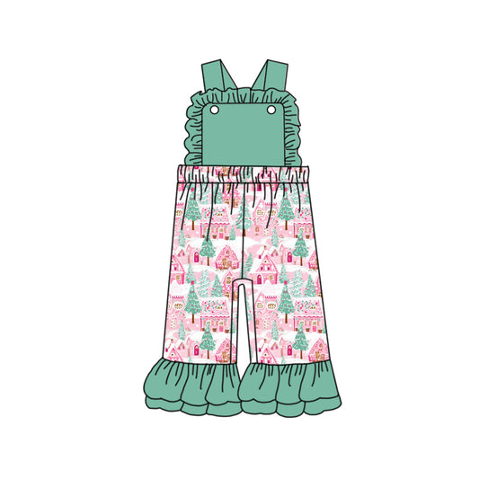 9.21 custom each style moq 5eta 4-6week baby girls clothes Christmas green suspender baby girls jumpsuit