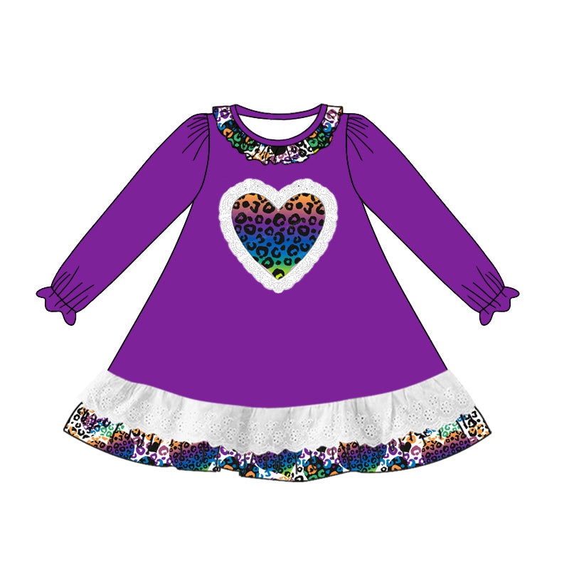 9.10 custom each style moq 5eta 4-6week Sibling Sister leopard purple baby girl sets and dress and rompers match family design