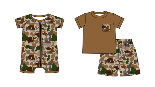 25.11.14 custom each style moq 5 eta 6-8 week Sibling Sister camouflage baby boy short sleeve shorts sets and boy rompers match family design