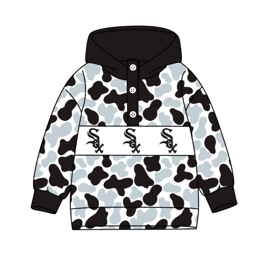 2-Custom moq 8 mix size milk silk summer team baby boy clothes camouflage black and gray hooded long sleeve top-25.10.9