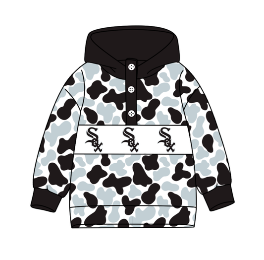 2-Custom moq 8 mix size milk silk summer team baby boy clothes camouflage black and gray hooded long sleeve top-25.10.9