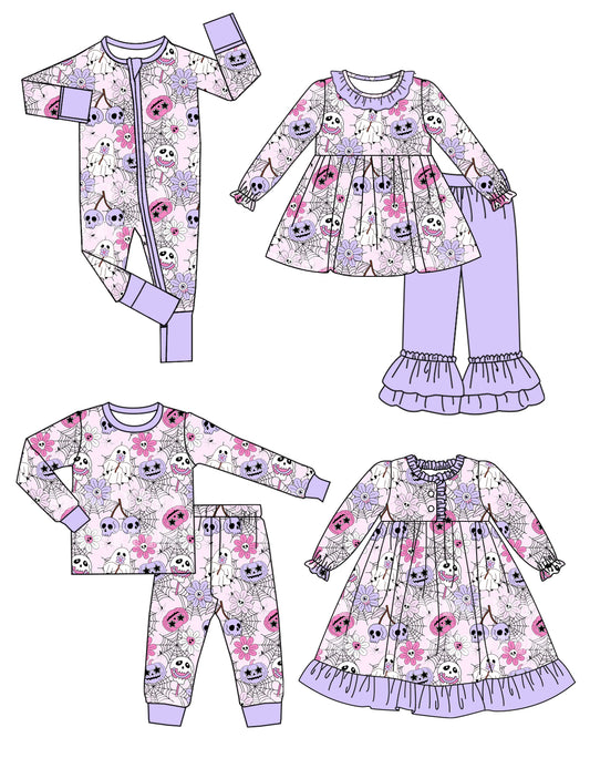 25.5.7 custom each style moq 5eta 4-6week Sibling Sisters pumpkin baby girl long sleeve pants sets 1 and sets 2 and dress and romper match family design