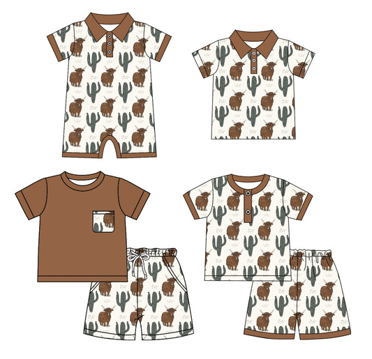 4.7 custom each style moq 5eta 4-6week Sibling Sister alpine catcus baby boy sets 1 and sets 2 and boy rompers and top match family design