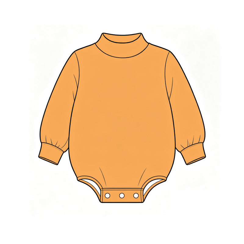 Custom moq 5 boys Blank Cotton Jumpsuit Orange Long-sleeve high-neck Jumpsuit