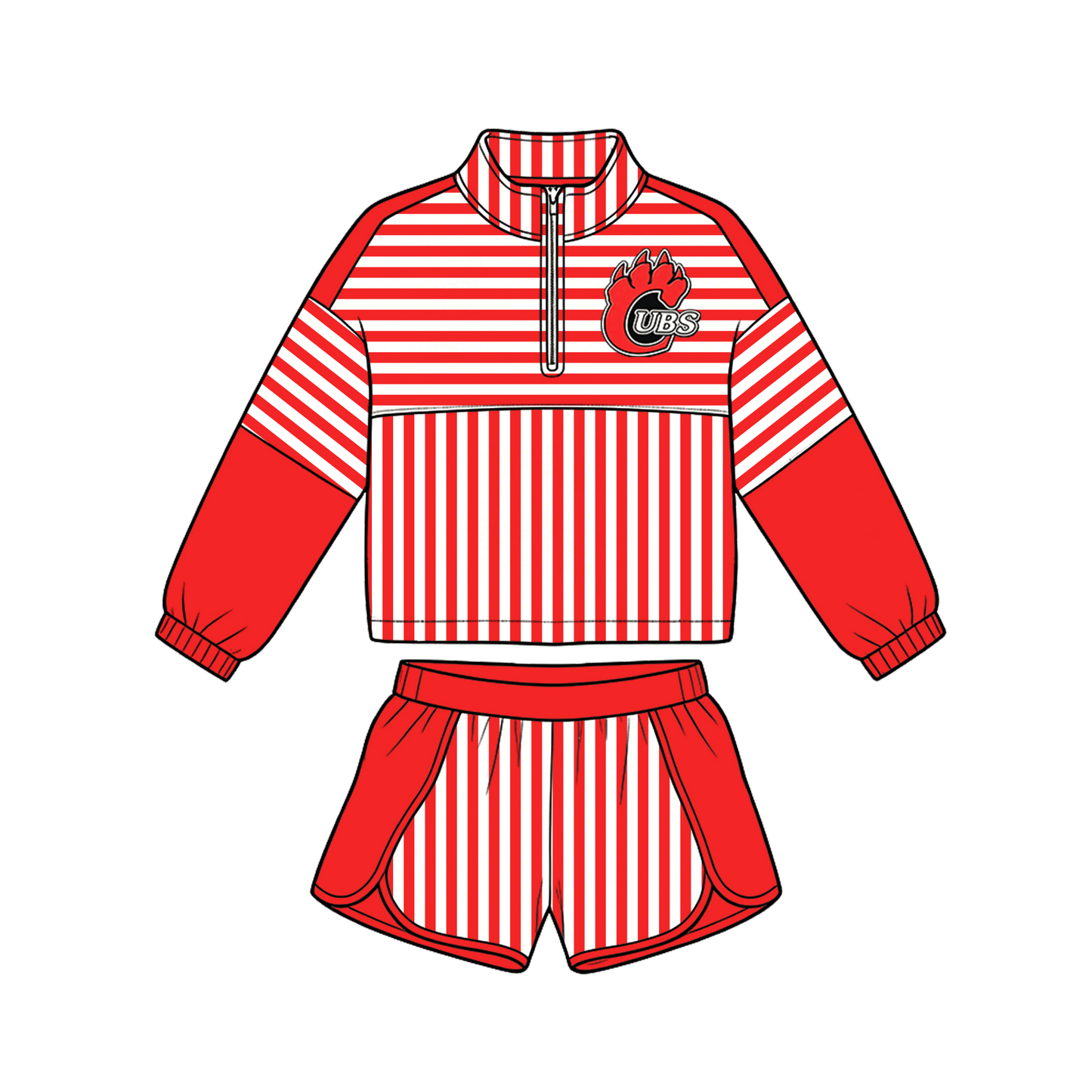 custom moq 5 mix size MSD072706 Baby Kids Stripe Print Zip Pullover Shorts Clothes Set