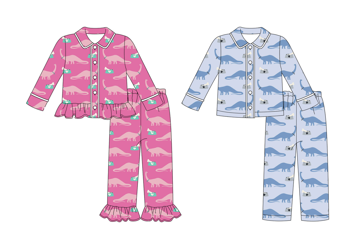 25.9.9 custom each style moq 5 eta 4-6week Sibling Sisters dinosaur baby girl boy long sleeve pants sets 2