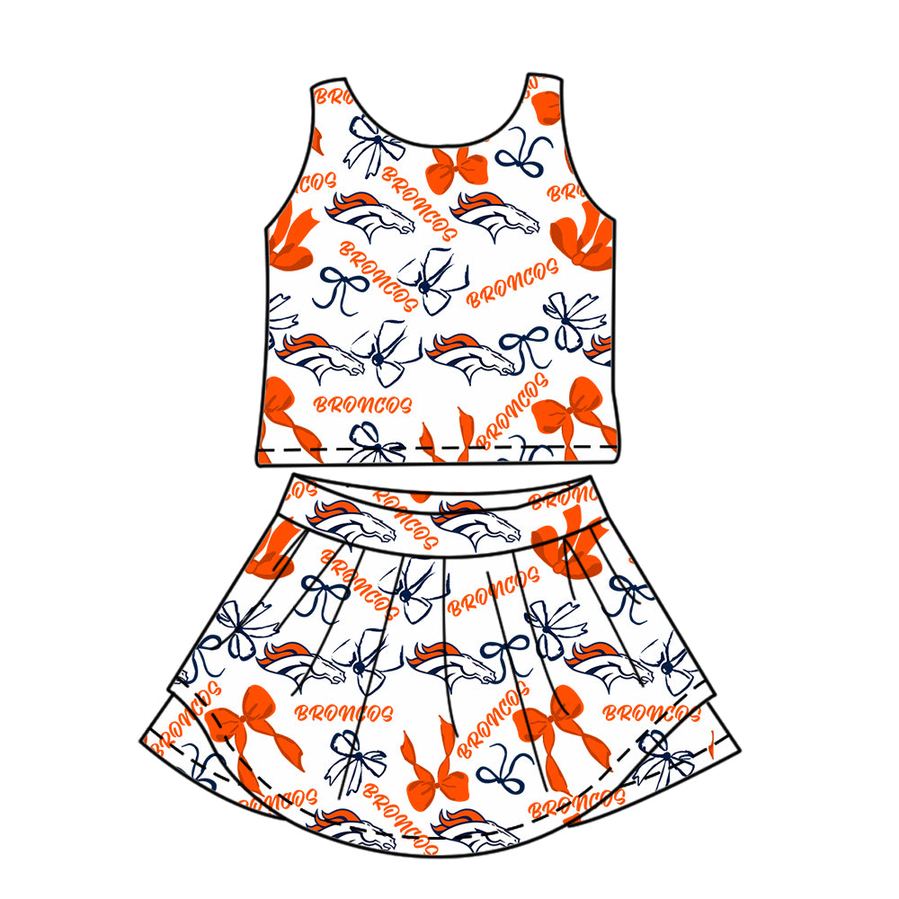 Custom moq 5 mix sizes summer teams baby girls clothes team blue short sleeve skirts shorts sets 1 and skirts sets 2 and and skirts sets 2 and dress 1 and dress 2 and dress 3 and dress 4-25.6.9